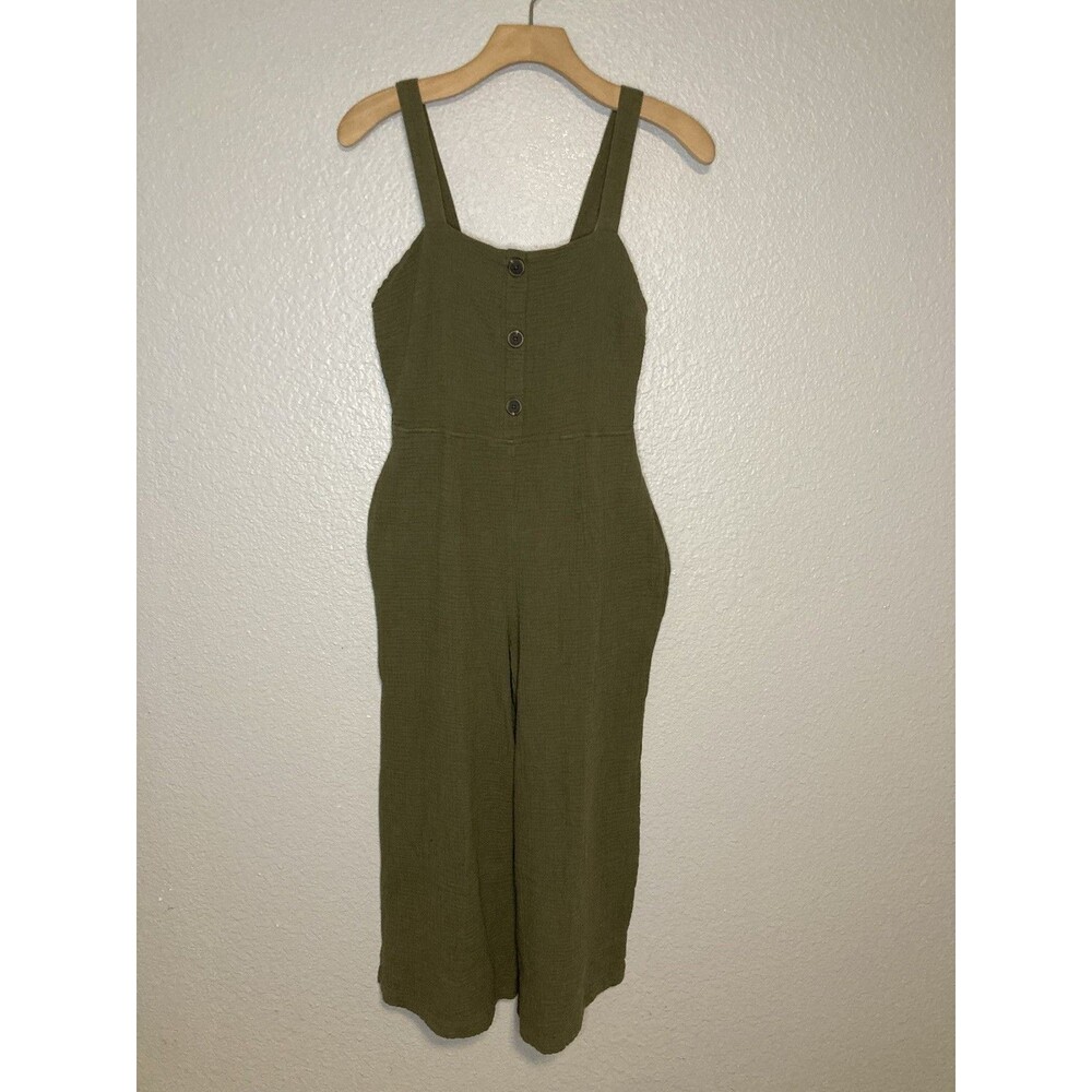 Rachel Zoe Overall Jumper Jump Suit Woman's 2 Green Cotton Boho Cottage Prairie